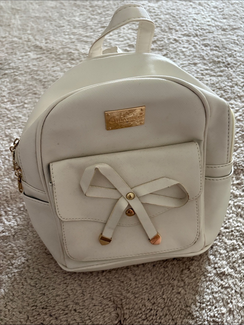Haynes White Mini Backpack with Bow Detail - young girls bag